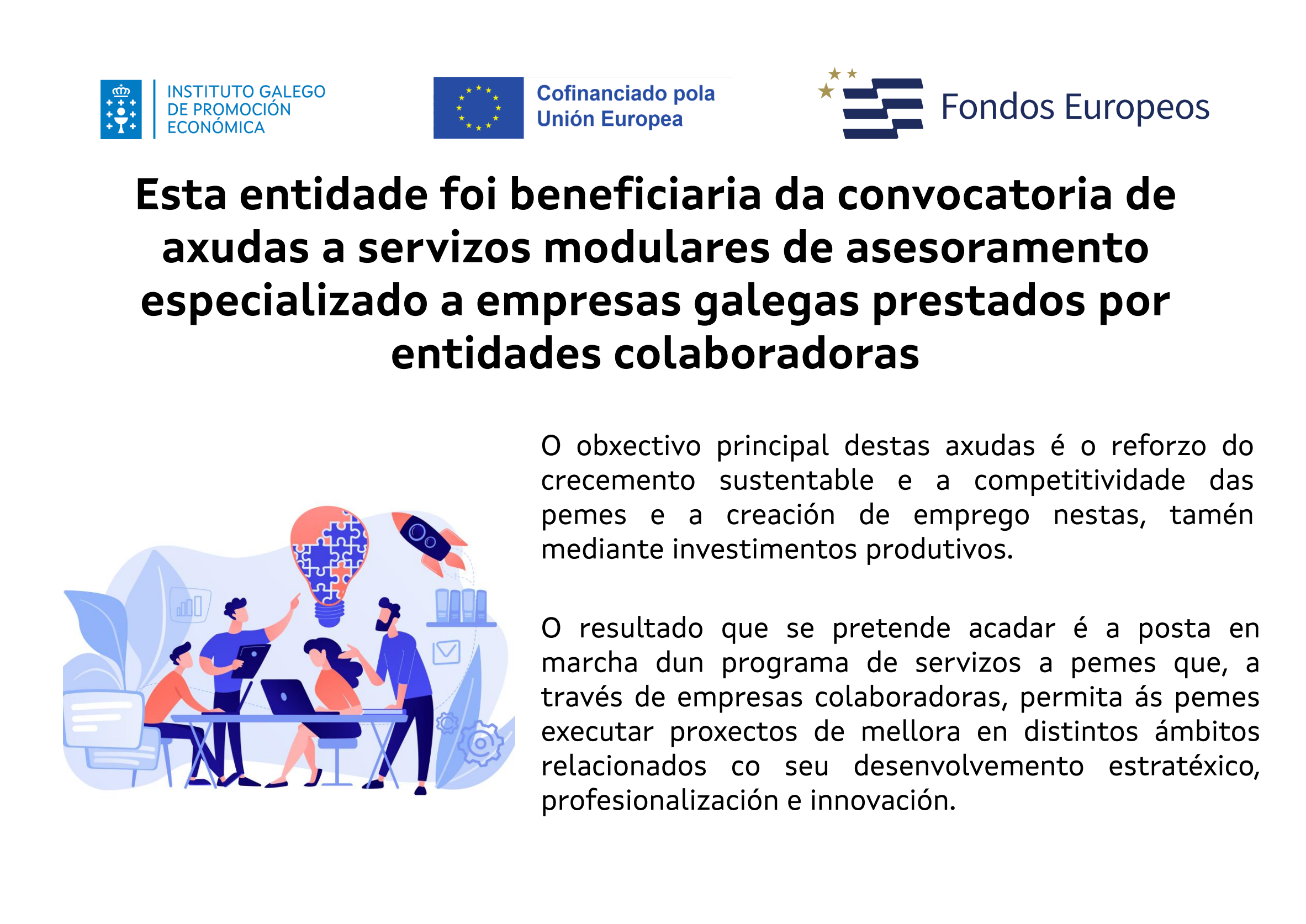 Convocatoria de axudas a servizos modulares de asesoramento especializado